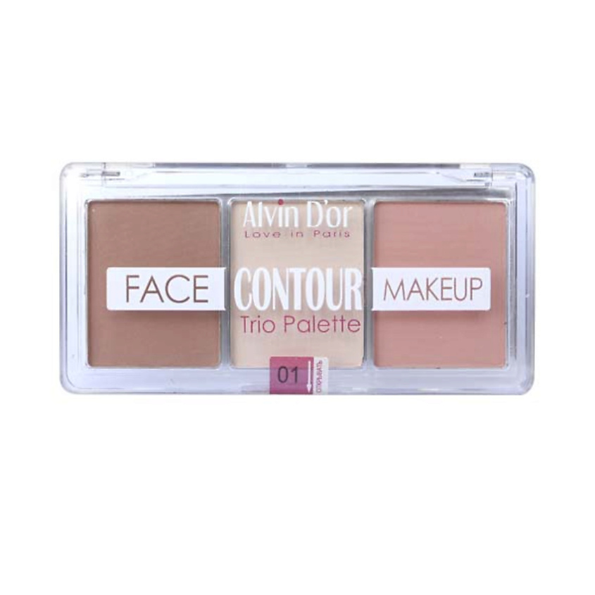 Изображение товара ALVIN D’OR Палетка для скульптурирования лица 3х1 Контуринг+хайлайтер+румяна, 01 Light