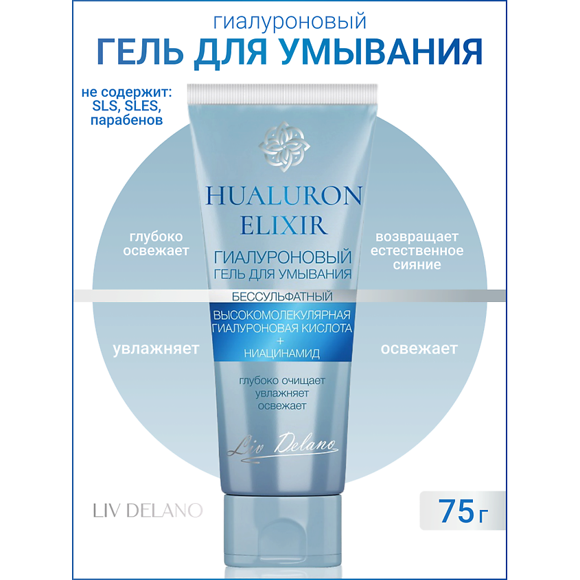 Изображение товара LIV DELANO Гиалуроновый гель для умыванияHyaluron Elixir, 75г