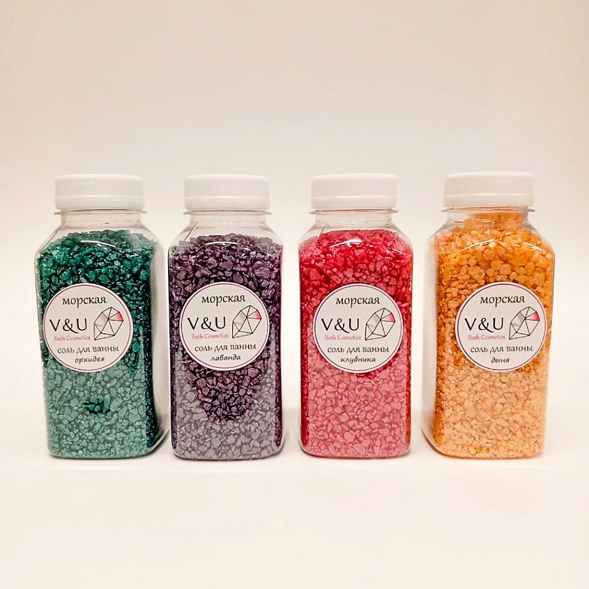 Изображение товара V&U COSMETICS Подарочный набор морской соли для ванны с шиммером, 1 шт.