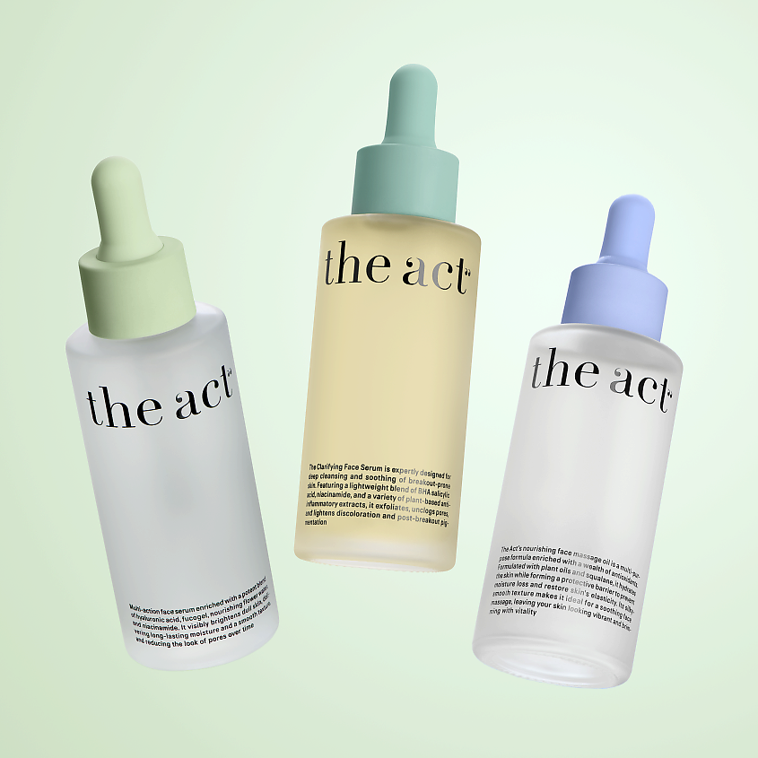 Изображение товара THE ACT Набор сывороток увлажнение + очищение + масло для лица, 3 шт х 50 мл