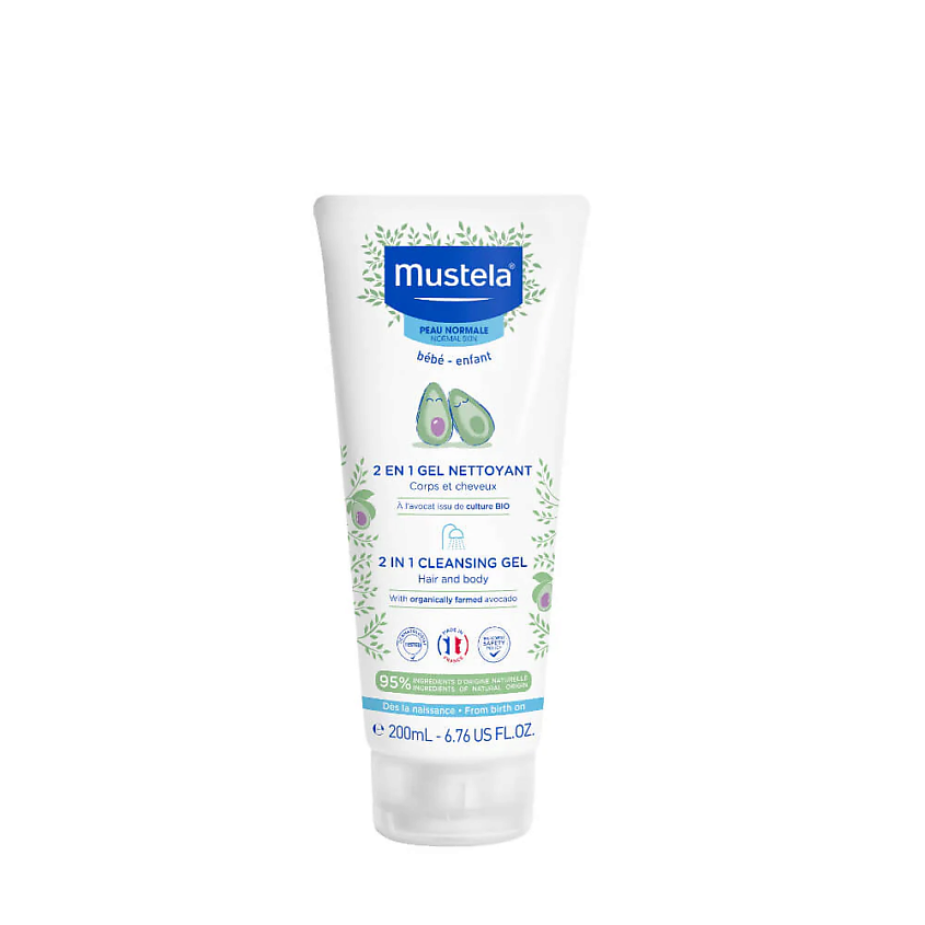 Изображение товара MUSTELA Детский гель для купания 2 in 1 Cleansing Gel, для тела и волос, 200 мл