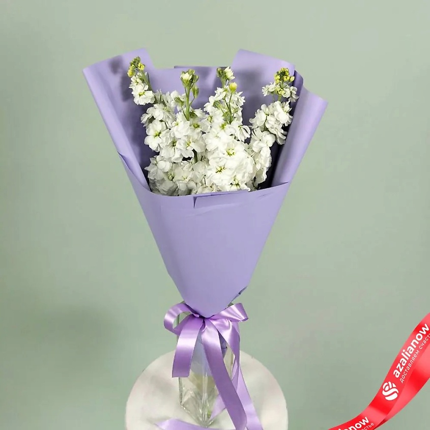 Изображение товара Живой букет из маттиол 5 шт с подарком и украшением AZALIANOW