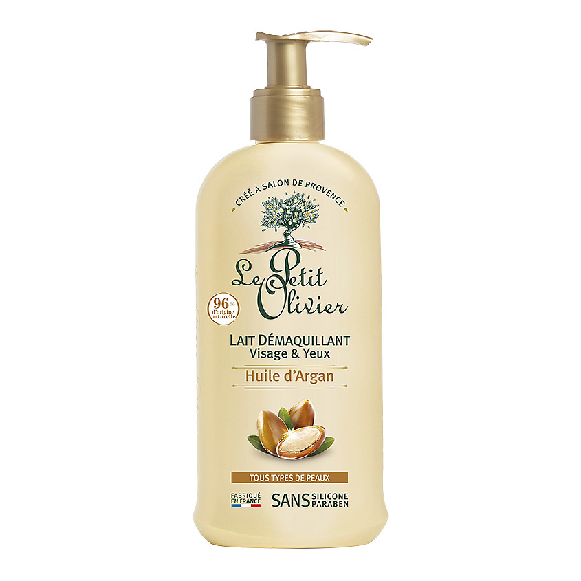 Изображение товара LE PETIT OLIVIER Молочко oчищающее для снятия макияжа глаз и лица с маслом Арганы Huile d'Argan Lait Demaquillant, 200 мл