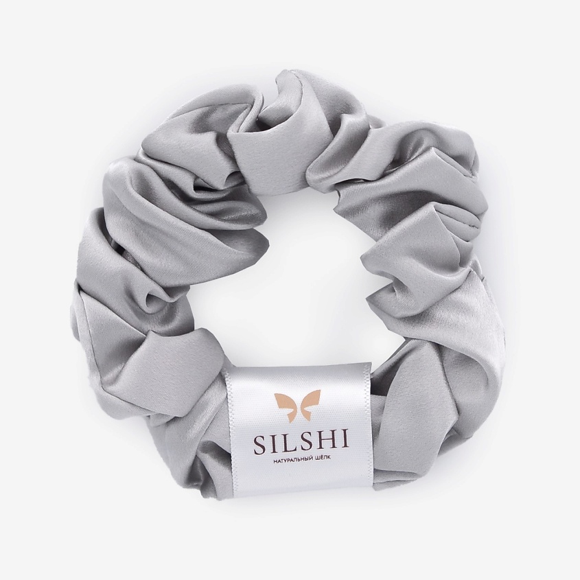 Изображение товара Объемная резинка для волос из натурального шелка SILSHI 3 см бежевый
