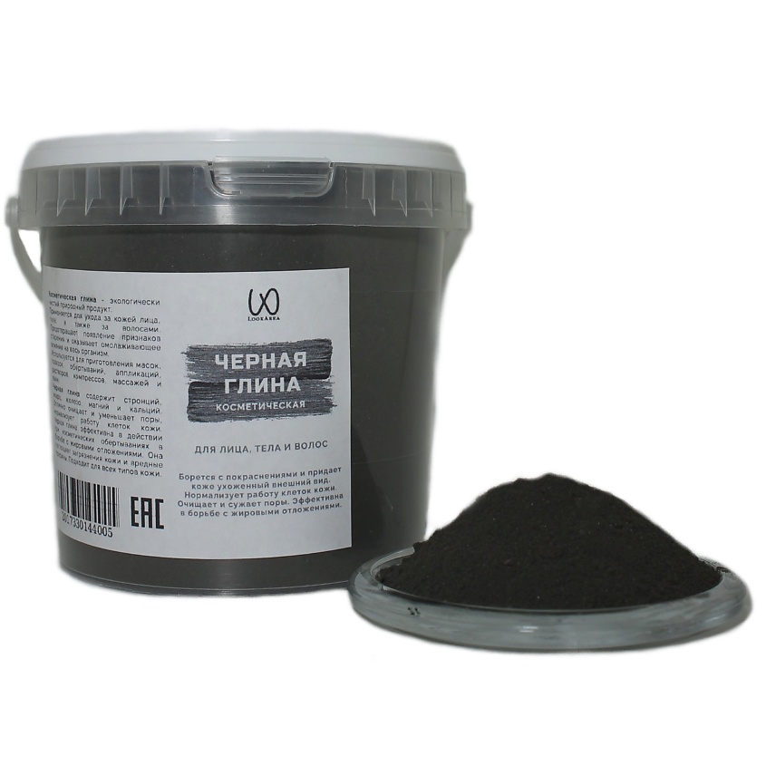 Изображение товара Косметическая черная глина для лица и тела 1 кг. - уход, омоложение и антицеллюлит