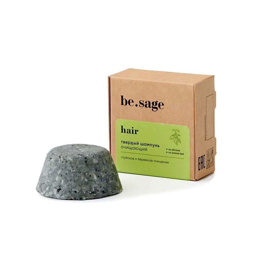 Изображение товара BE.SAGE Натуральный твердый шампунь Nettle, очищающий, 50 г