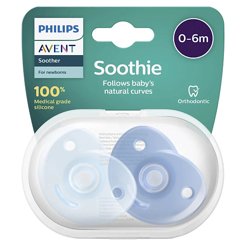 

PHILIPS Пустышка силиконовая Soothie, 0-6 месяцев, Пустышка силиконовая Soothie, 0-6 месяцев