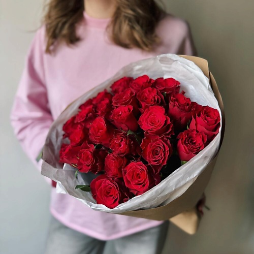 ЦВЕТОЧНАЯ МАСТЕРСКАЯ VETKA Бордовые розы в букете 25 шт