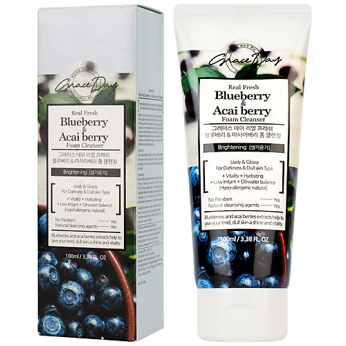 

GRACE DAY Пенка для умывания с экстрактами черники и ягод асаи, 100, Пенка для умывания с экстрактами черники и ягод асаи,