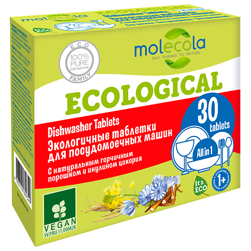 

MOLECOLA Экологичные таблетки для посудомоечных машин, Экологичные таблетки для посудомоечных машин
