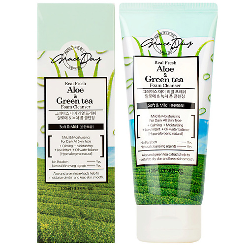 

GRACE DAY Мягкая пенка для умывания с экстрактами алоэ и зеленого чая 100, Мягкая пенка для умывания с экстрактами алоэ и зеленого чая