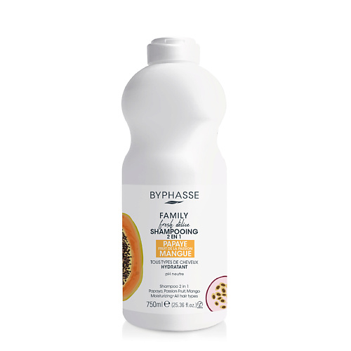 

BYPHASSE Шампунь FAMILY FRESH DELICE 2 в 1 Папайя, Маракуйя и Манго для всех типов волос 750, Шампунь FAMILY FRESH DELICE 2 в 1 Папайя, Маракуйя и Манго для всех типов волос