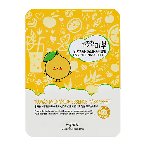 

ESFOLIO Маска для лица с экстрактом Юдзу и ниацинамидами 25, Маска для лица с экстрактом Юдзу и ниацинамидами