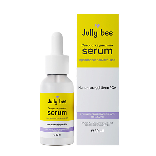 

JULLY BEE Сыворотка для лица противовоспалительная Niacinamid + Zinc PCA 30, Сыворотка для лица противовоспалительная Niacinamid + Zinc PCA