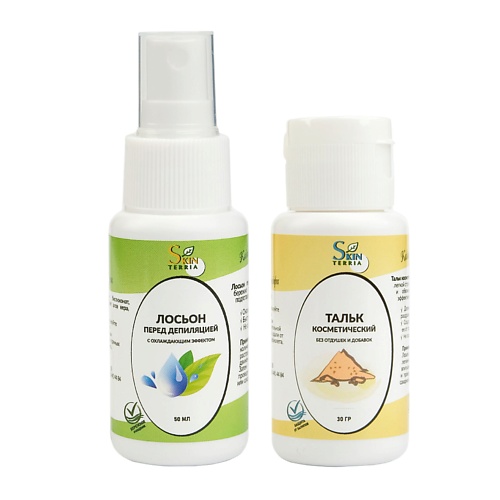 

SKINTERRIA Набор для шугаринга и восковой депиляции: Тальк и Лосьон 250, Набор для шугаринга и восковой депиляции: Тальк и Лосьон