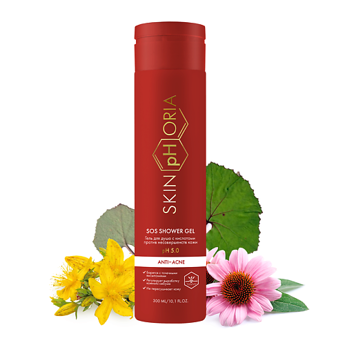 

SKINPHORIA Гель для душа с кислотами против несовершенств кожи SOS Shower Gel 300, Гель для душа с кислотами против несовершенств кожи SOS Shower Gel