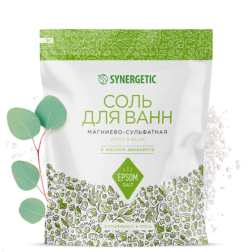

SYNERGETIC Соль для ванн магниево-сульфатная с маслом эвкалипта 5000, Соль для ванн магниево-сульфатная с маслом эвкалипта