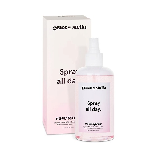 

GRACE AND STELLA Увлажняющий спрей для лица с гидролатом розы 240, Увлажняющий спрей для лица с гидролатом розы
