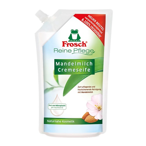 

FROSCH Ухаживающее жидкое мыло для рук Миндальное молочко (запасная упаковка) 500, Ухаживающее жидкое мыло для рук Миндальное молочко (запасная упаковка)