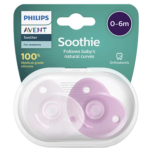 

PHILIPS Пустышка силиконовая Soothie, 0-6 месяцев, Пустышка силиконовая Soothie, 0-6 месяцев