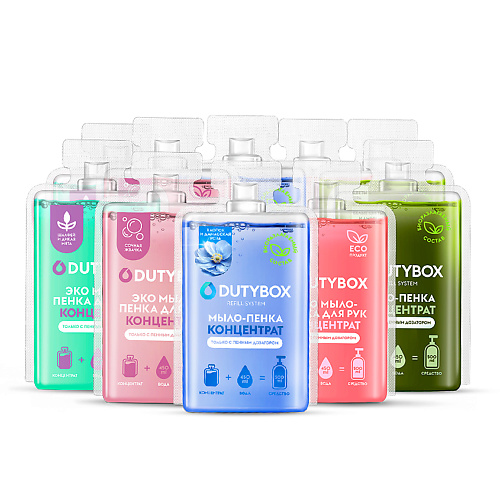

DUTYBOX Концентрат жидкого мыла пенки для рук и тела 5 ароматов, сменные блоки для пенного дозатора 5000, Концентрат жидкого мыла пенки для рук и тела 5 ароматов, сменные блоки для пенного дозатора