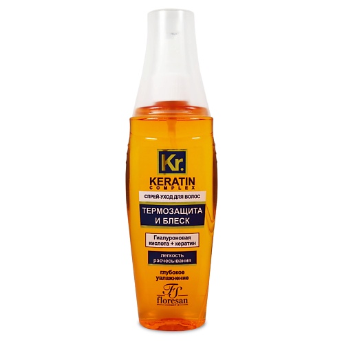 

FLORESAN Спрей-уход для волос с гиалуроновой кислотой Термозащита и блеск 135, Спрей-уход для волос с гиалуроновой кислотой Термозащита и блеск