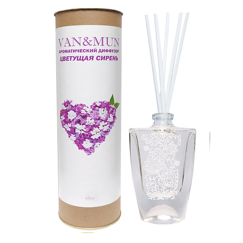 

VAN&MUN Ароматический диффузор Цветущая сирень с палочками для дома и офиса 45, Ароматический диффузор Цветущая сирень с палочками для дома и офиса