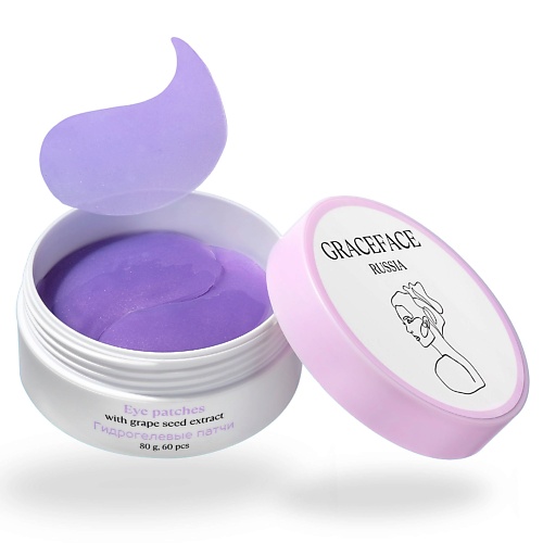 

GRACE FACE Гидрогелевые патчи для глаз с экстрактом винограда от отеков,тусклости, Гидрогелевые патчи для глаз с экстрактом винограда от отеков,тусклости