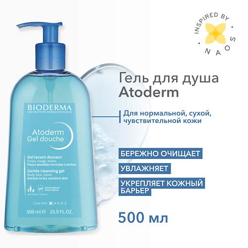 BIODERMA Мягкий очищающий гель для душа для нормальной сухой и атопичной кожи Atoderm 5000 1774₽