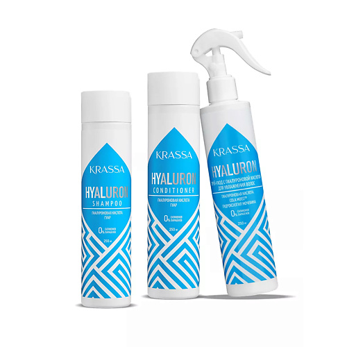 

KRASSA Набор для волос Hyaluron Шампунь, Кондиционер, Спрей для волос, Набор для волос Hyaluron Шампунь, Кондиционер, Спрей для волос