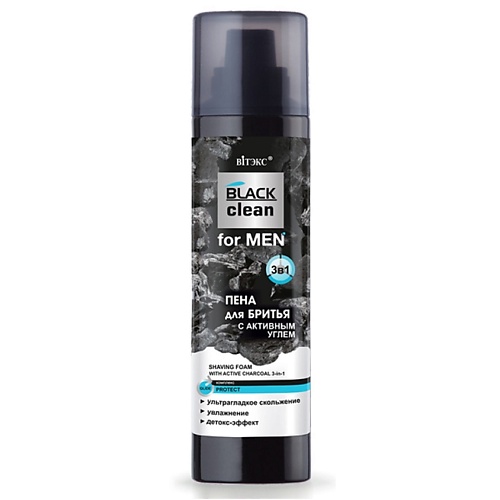 

ВИТЭКС Пена для бритья с активным углем 3 в 1 BLACK CLEAN FOR MEN 250, Пена для бритья с активным углем 3 в 1 BLACK CLEAN FOR MEN