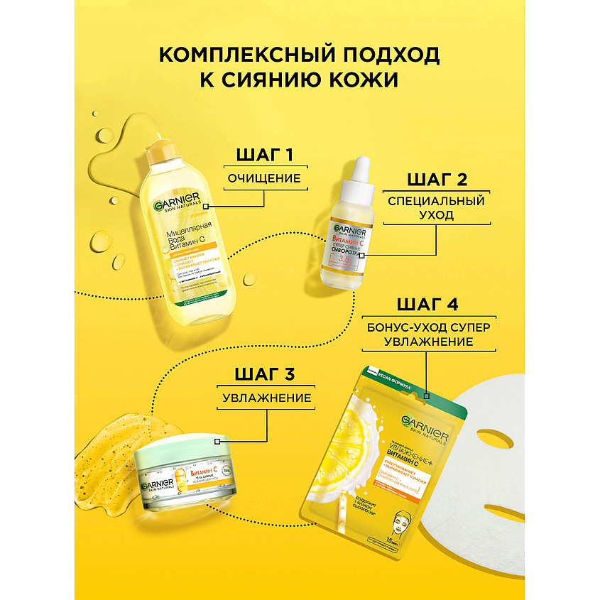 GARNIER Тканевая маска для лица "Увлажнение + Витамин С" c гиалуроновой кислотой и витамином С Skin Naturals – фото 3
