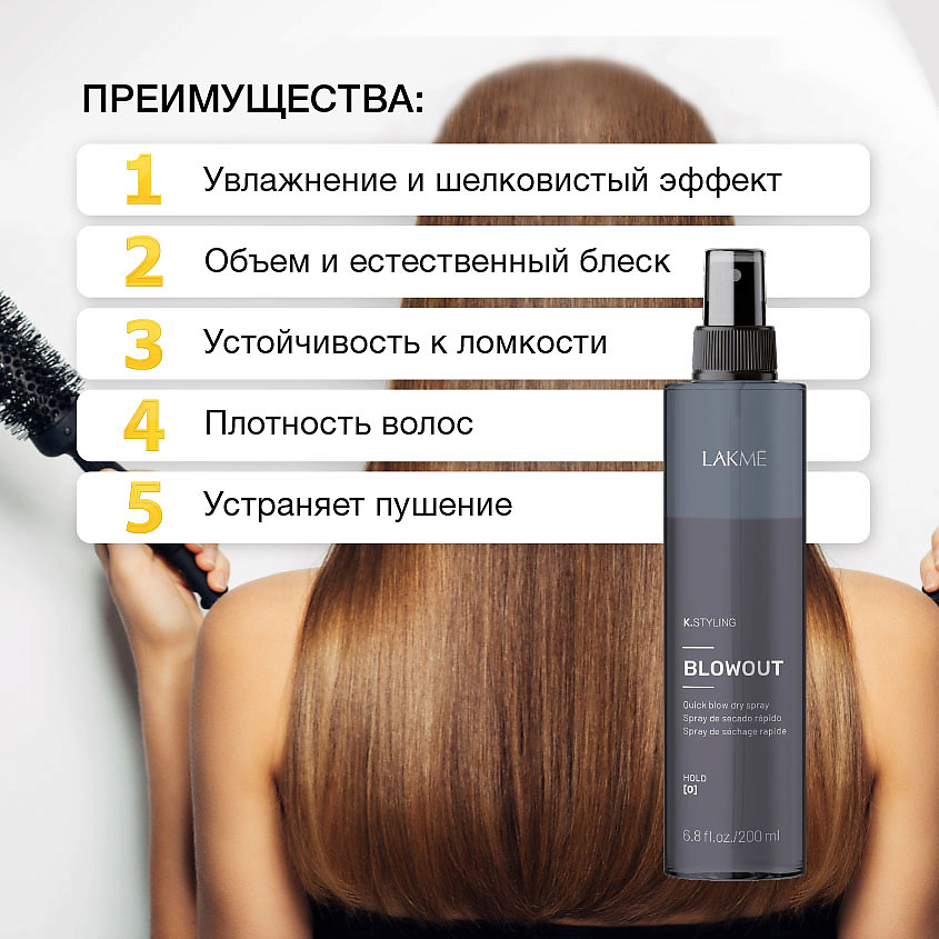 LAKME Двухфазный спрей для быстрой сушки и термозащиты волос Blowout – фото 4