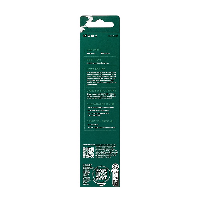 ECOTOOLS Двусторонняя кисть для макияжа бровей Eyebrow Brush Duo – фото 2