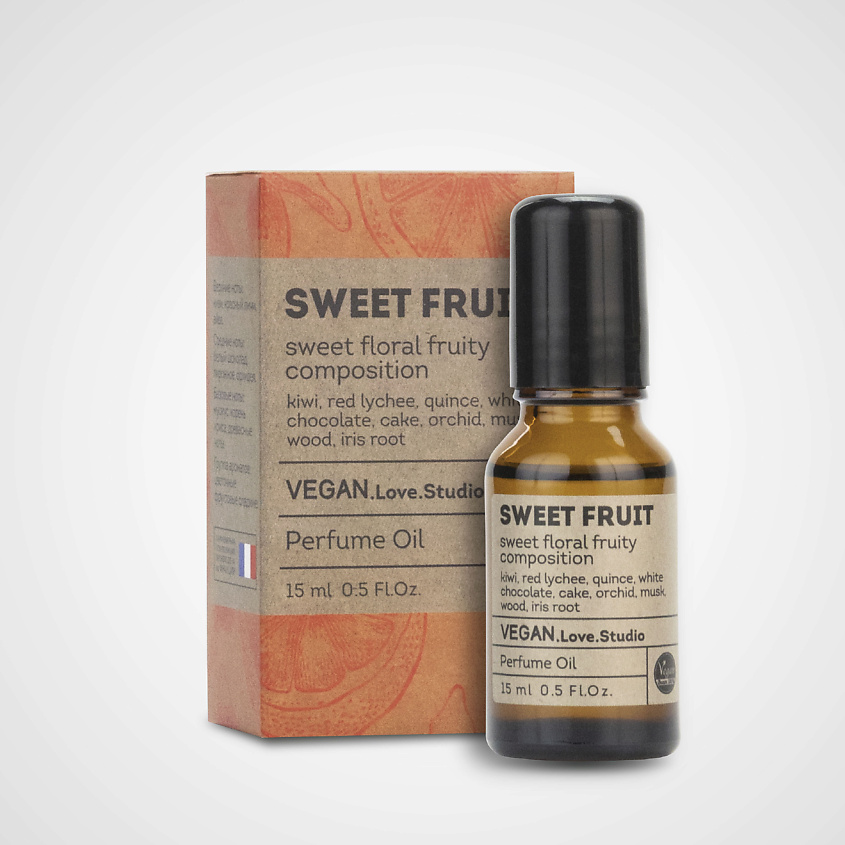 Изображение товара VEGAN.LOVE.STUDIO Парфюмерное масло для тела Sweet Fruit личи белый шоколад пирожное белый кедр, 15 мл
