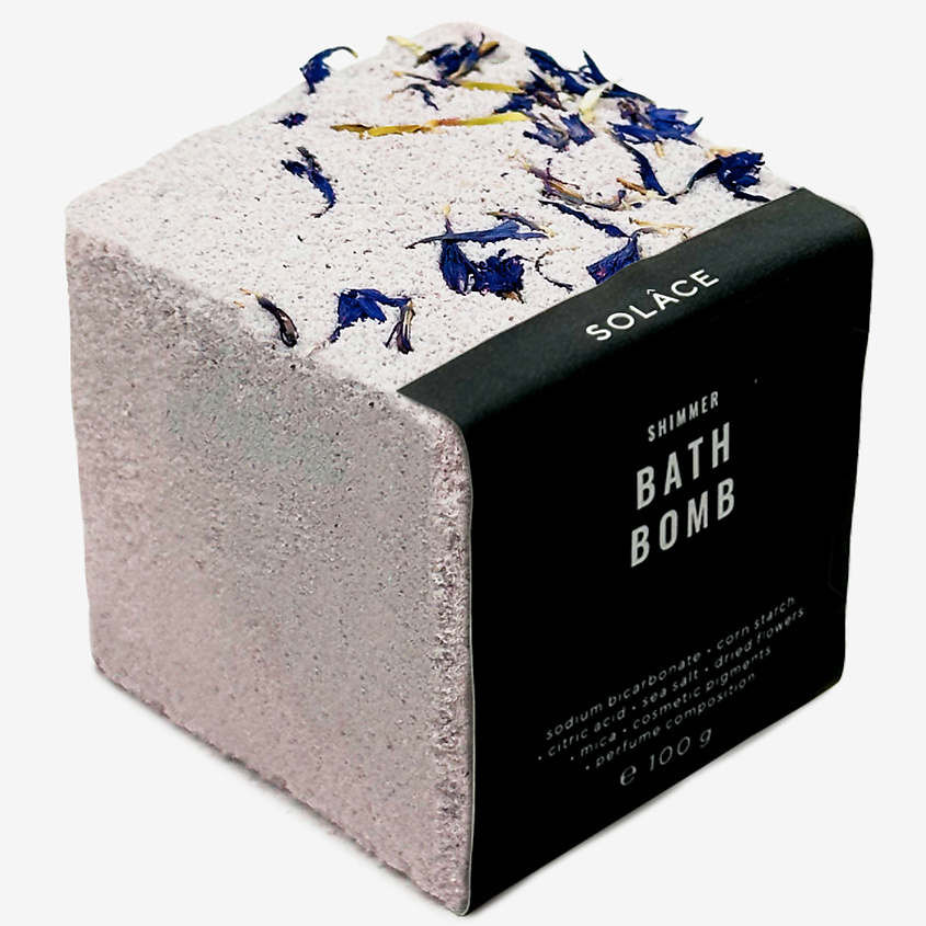 Изображение товара SOLACE Бомбочка для ванны "Лаванда" с морской солью, шиммером и сухоцветами, Лаванда