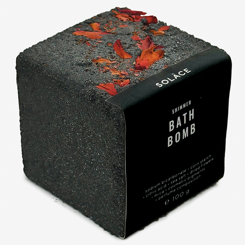 Изображение товара SOLACE Бомбочка для ванны "Амбра и перец" с солью, шиммером и сухоцветами, Амбра и перец