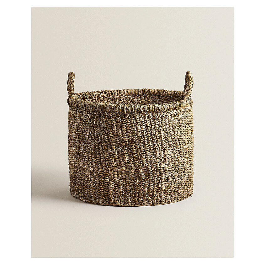 Изображение товара ZARA HOME Большая корзина из водорослей с ручками 40 x 30 x 40 см, Коричневый