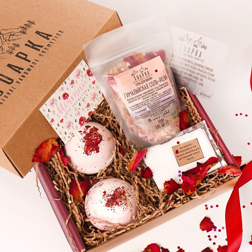 Изображение товара SOAPKA NATURAL HANDMADE COSMETICS Подарочный набор косметики для ванны "Роза", 1 шт.