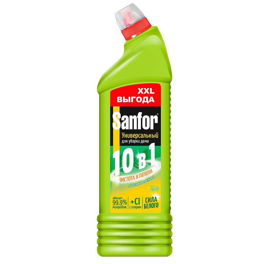 Изображение товара САНФОР UNIVERSAL 10в1 Средство для чистки и дезинфекции Лимонная свежесть, 1500 мл