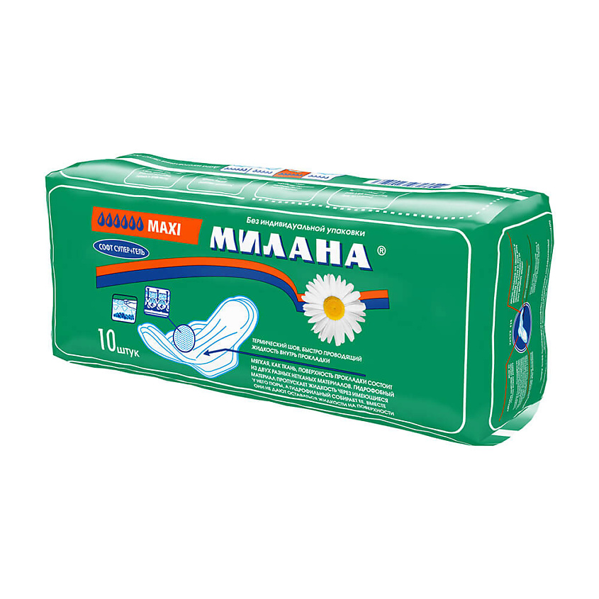 Изображение товара МИЛАНА Гигиенические прокладки "МАКСИ" Софт+Гель 6 капель, 10 шт., 10 шт.