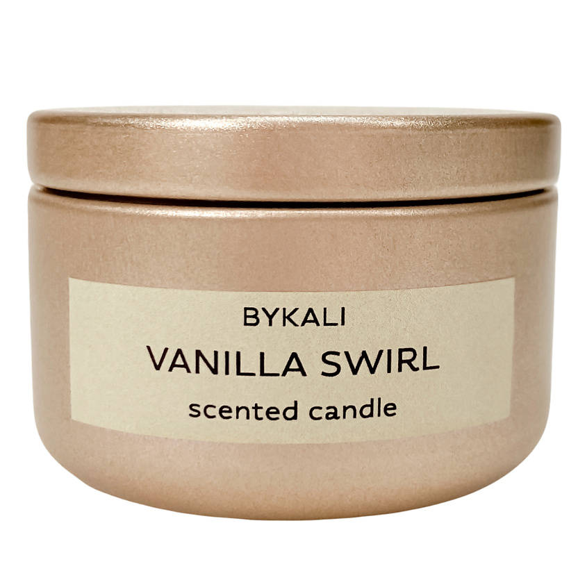 Изображение товара BYKALI Свеча ароматическая "Ванильный вихрь" с деревянным фитилем в металлической банке, 50 мл