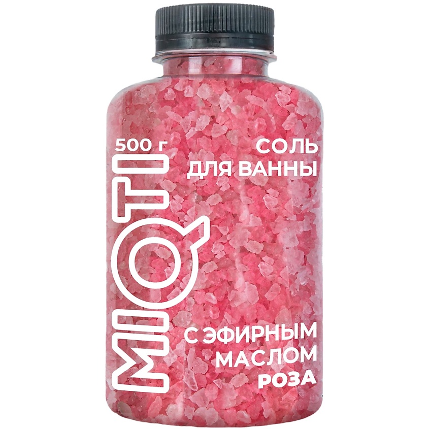 Изображение товара MIQTI Соль цветная, ароматизированная, с эфирным маслом Роза, 1 шт., 500 грамм, аромат Роза