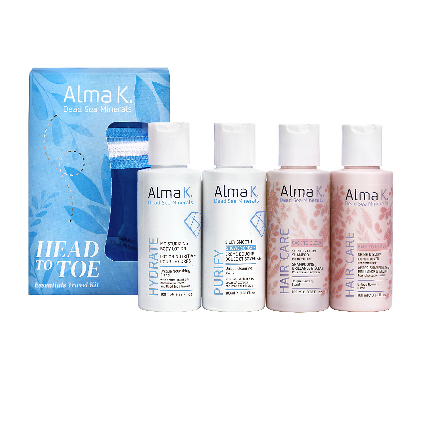 Изображение товара ALMA K Набор Head To Toe, Лосьон для тела 100 мл + Крем для душа 100 мл + Шампунь 100 мл + Бальзам для волос 100 мл