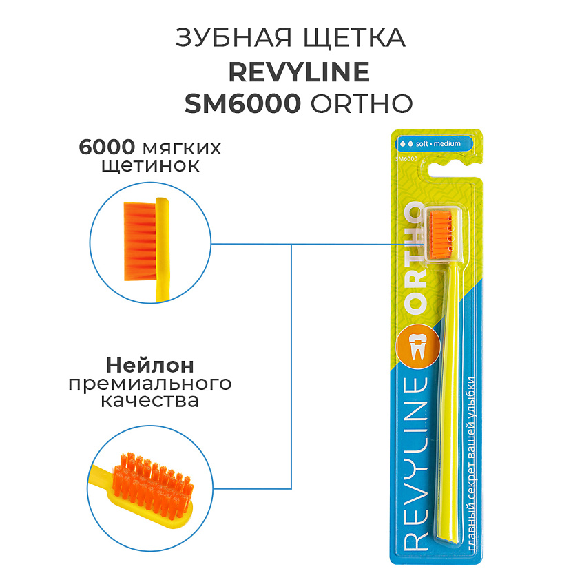 Изображение товара Зубная щетка Revyline SM6000 Ortho для ухода за брекетами и ортодонтическими конструкциями