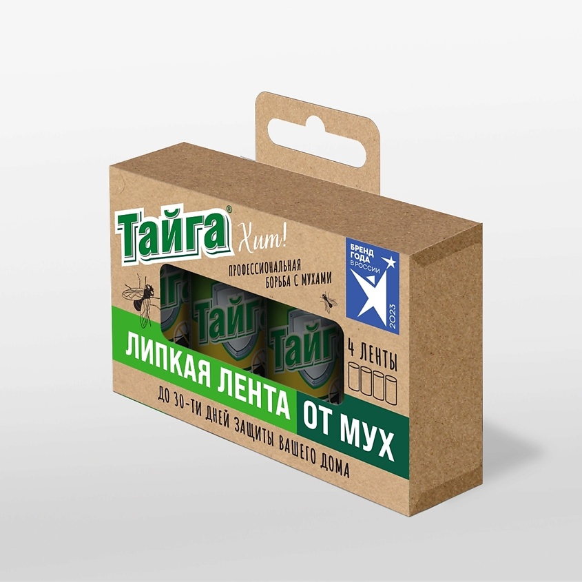 Изображение товара ТАЙГА Липкая лента от мух в коробочке, 4 шт.