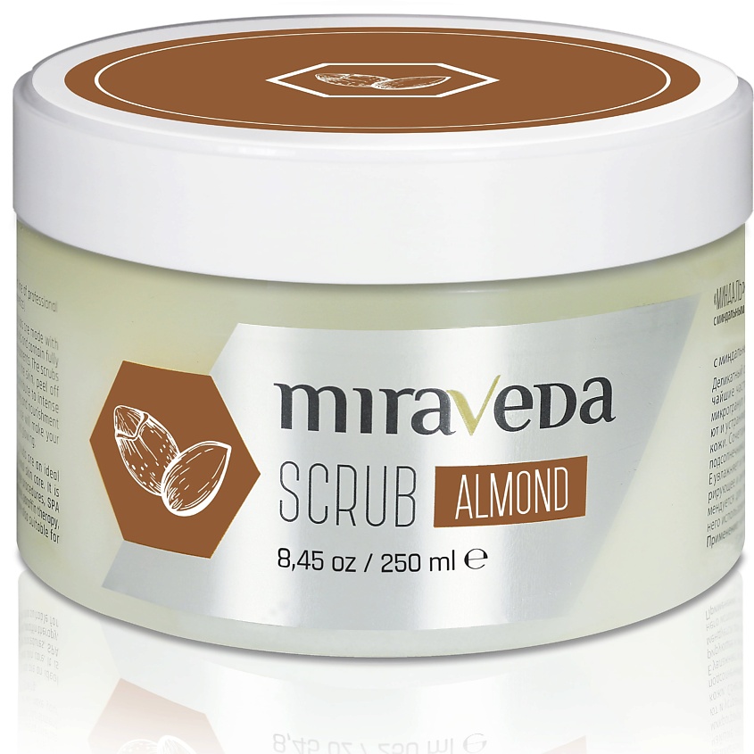 Изображение товара Косметический скраб для тела MIRAVEDA Миндаль, 250 г натуральное очищение и питание