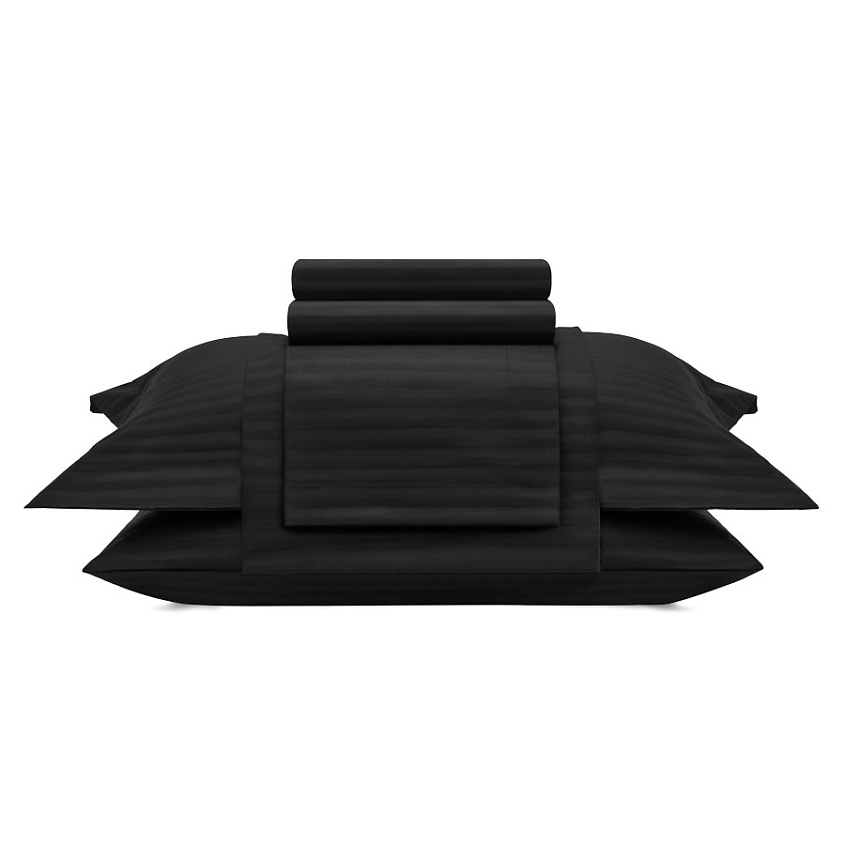 Изображение товара ARYA HOME COLLECTION Постельное белье Vip из Страйп Сатина, Черный
