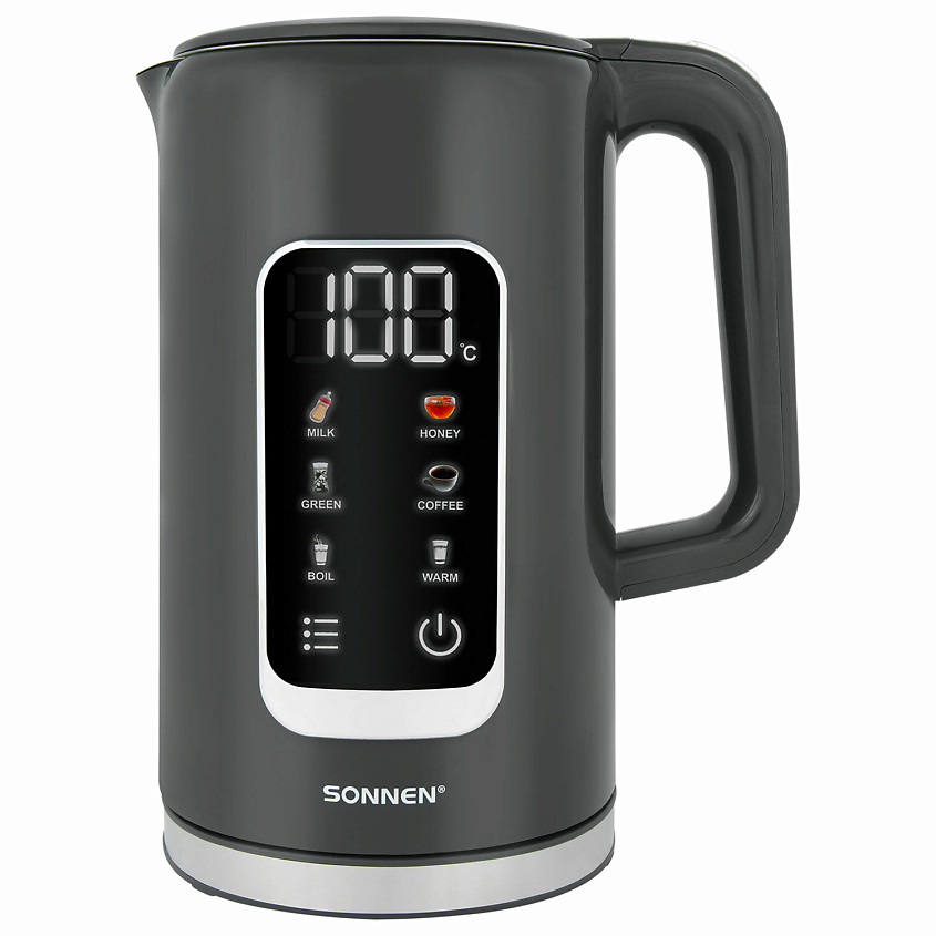Изображение товара SONNEN Чайник с терморегулятором и дисплеем KT-8723G, цвет: Серый, 1 шт