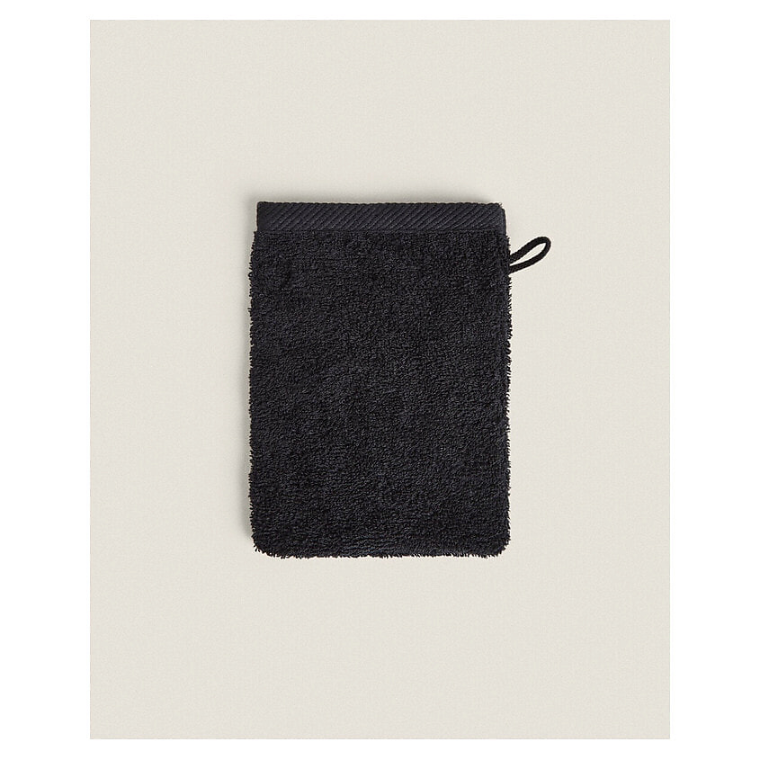 Изображение товара ZARA HOME Хлопчатобумажная махровая варежка для ванны 15 x 20 см, цвет: Черный, размер: 15 x 20 см